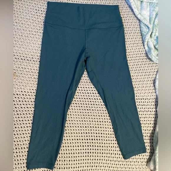 Teal Lululemon Ribbed Leggings - Picture 1 of 3